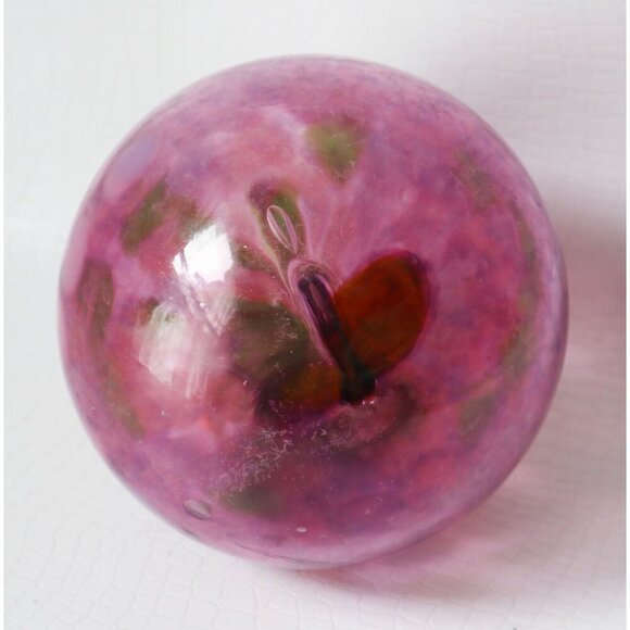 Hand-Blown Glass Ornament With Tree Design In Shades Of Pink & Green - Picture 3 of 5
